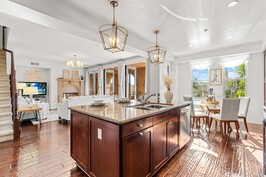 Open-concept kitchen, living and dining room