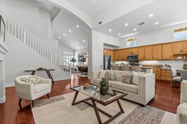 Vaulted living room and kitchen